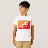 T-shirt Bhoutan Drapeau design avec Dragon Blanc (Devant entier)