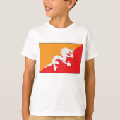T-shirt Bhoutan Drapeau design avec Dragon Blanc (Devant)