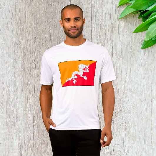 T-shirt Bhoutan Drapeau design avec Dragon Blanc