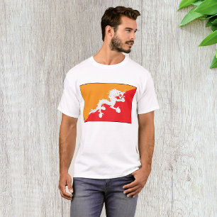 T-shirt Bhoutan Drapeau design avec Dragon Blanc