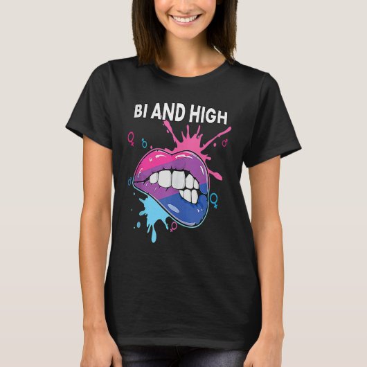 T-shirt Bi And High Bisexual Rainbow Pride March Bisexuali (Devant)