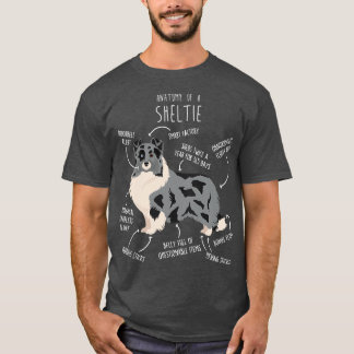 T-shirt Bi Blue Sheltie Shetland Sheepdog Anatomie