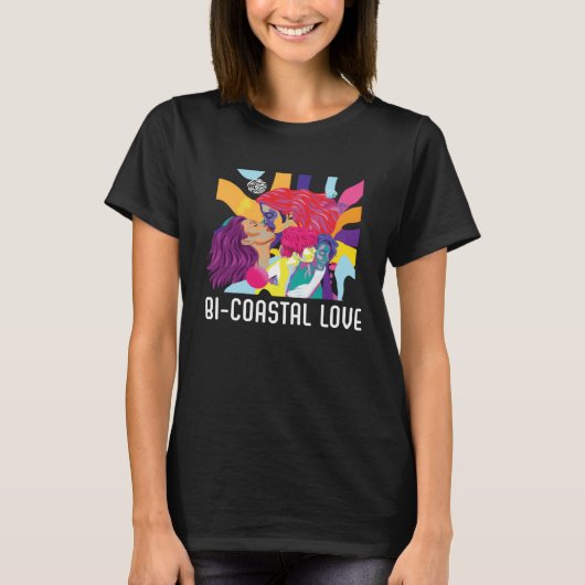 T-shirt Bi Coastal Love Bisexual Rainbow Pride Bisexuality (Devant)