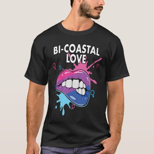 T-shirt Bi Coastal Love Bisexual Rainbow Pride Bisexuality (Devant)