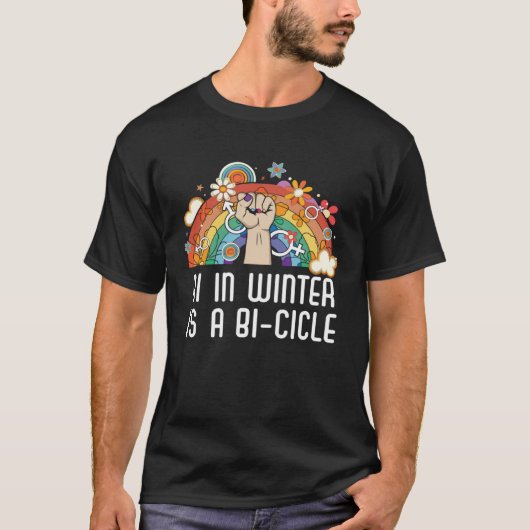 T-shirt Bi In Winter Is A Bi cicle Bisexual Rainbow Pride (Devant)
