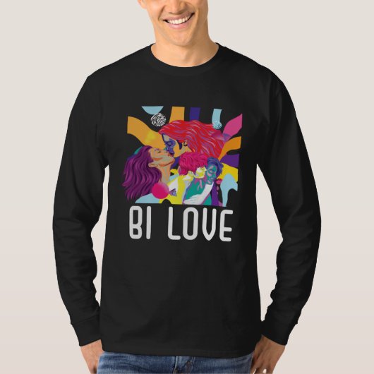 T-shirt Bi Love Bisexual Rainbow Pride March Bisexuality L (Devant)