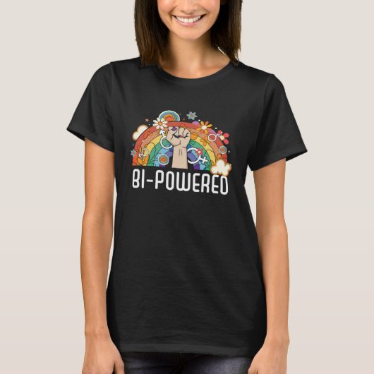 T-shirt Bi Powered Bisexual Rainbow Pride March Bisexualit (Devant)