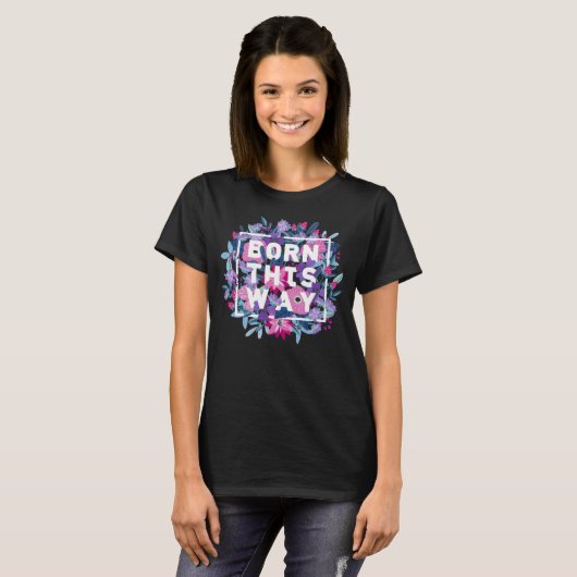 T-shirt Bi Pride Florale rose violet (Devant entier)
