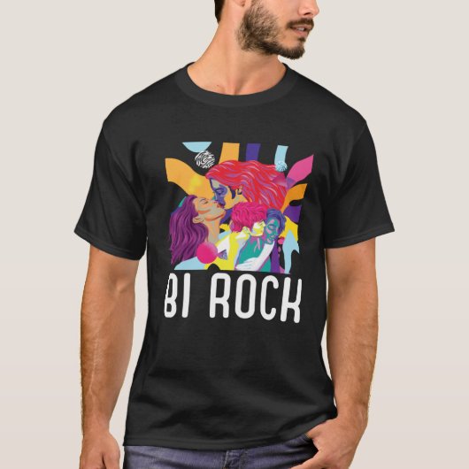 T-shirt Bi Rock Bisexual Rainbow Pride March Bisexuality L (Devant)