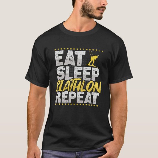 T-shirt Biathlon Eat Sleep Repeat Ski Hobby Biathlon (Devant)
