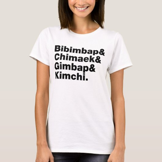 T-shirt Bibimbap & Chimaek & Gimbap & Kimchi. Aliments cor (Devant)