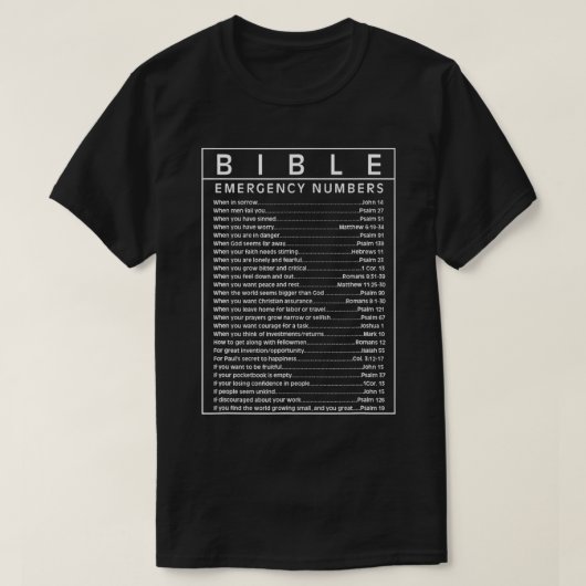 T-shirt Bible Emergency Hotline Numbers Bible Verse Script (Design devant)