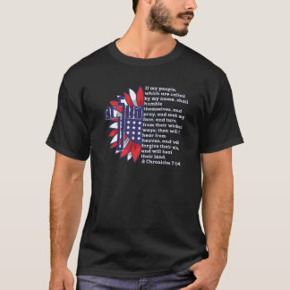 T-shirt Bible Verse Croix Jésus 2 Chroniques 7:14 USA Drap
