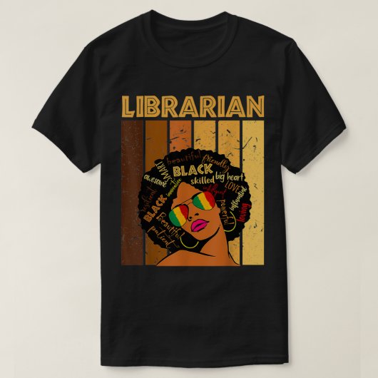 T-shirt Bibliothécaire afro-américaine femmes historienne  (Design devant)