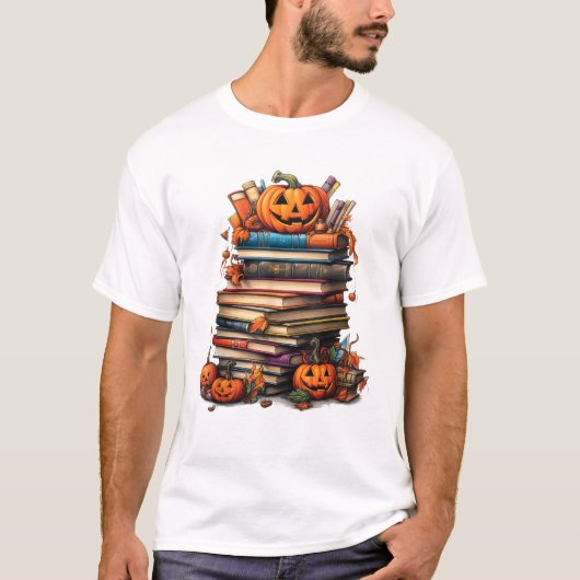T-shirt Bibliothécaire amateur de livres d'Halloween (Devant)