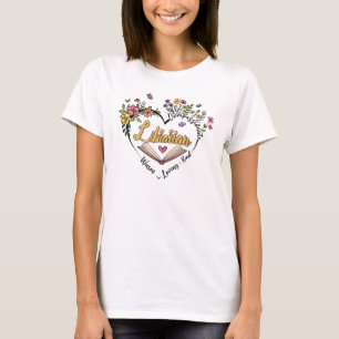 T-shirt Bibliothécaire compatissante - Floral Heart Design
