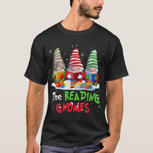 T-shirt Bibliothécaire Les Gnomes De Lecture Noël Drôle Po (Devant)