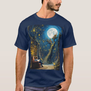 T-shirt Bibliothèque d'arbre de garçon mignonne Imaginaire