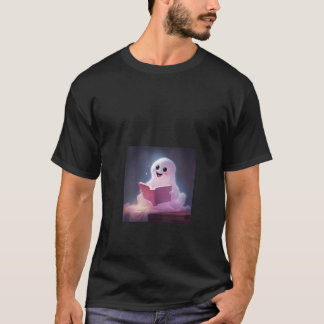 T-shirt Bibliothèque de lecture de fantôme V Cou