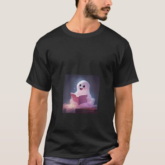 T-shirt Bibliothèque de lecture de fantôme V Cou (Devant)