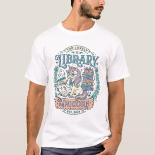 T-shirt Bibliothèque de licorne maillot graphique fantaisi