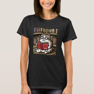 T-shirt Bibliothèque Lover Kitten livre pour animaux Lecte
