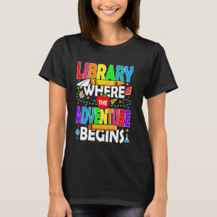 T-shirt Bibliothèque Où L'Aventure Commence À Retourner À