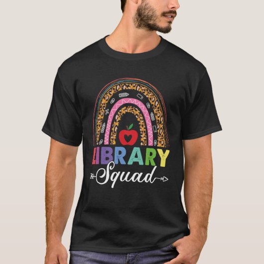 T-shirt Bibliothèque Squad Rainbow Leopard enseignant Bibl (Devant)