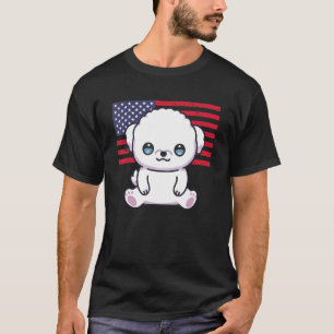 T-shirt Bichon Frise Chien 4 juillet Patriotique Amérique