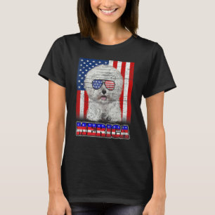 T-shirt Bichon Frisé Chien American Flag Love 4 juillet