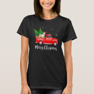 T-shirt Bichon Frise Chien Conduisant un Camion Rouge Noël