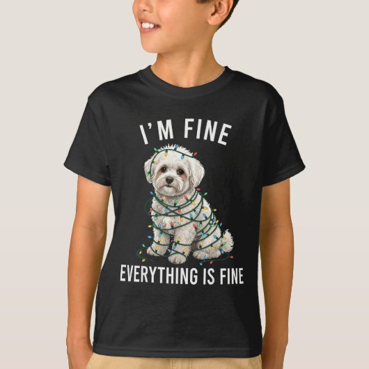 T-shirt Bichon Frise Christmas I'm Fine Everything Is Fine (Devant)