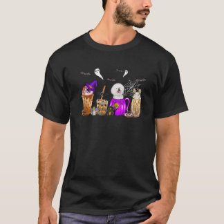T-shirt Bichon Frise Halloween Café Citrouille Spiritueux