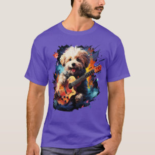 T-shirt Bichon Frise Jouer de la guitare