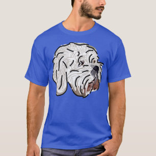 T-shirt Bichon Frise Mix Portrait de chien bleu