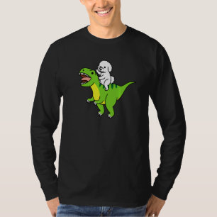 T-shirt Bichon Frise montant Rex dinosaure chien