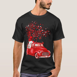 T-shirt Bichon Frise Riding Camion Rouge Saint-Valentin Pa