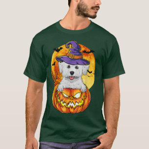 T-shirt Bichon Frise Sorcière Citrouille Halloween Amoureu