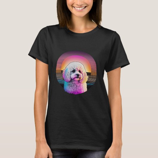 T-shirt Bichon Frise Synthwave 80s Retrowave Aesthetic  2 (Devant)
