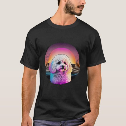 T-shirt Bichon Frise Synthwave 80s Retrowave Aesthetic  2 (Devant)