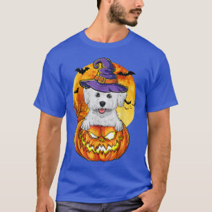 T-shirt Bichon Frise Witch Pumpkin Halloween Dog Lover Fun