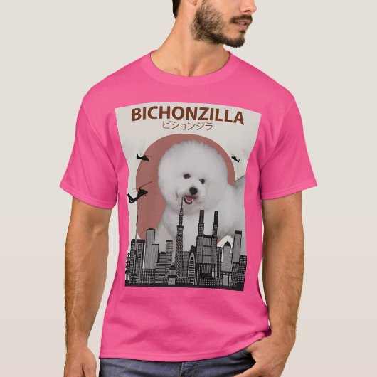 T-shirt Bichonzilla - Monstre De Chien De Bichon Géant (Devant)