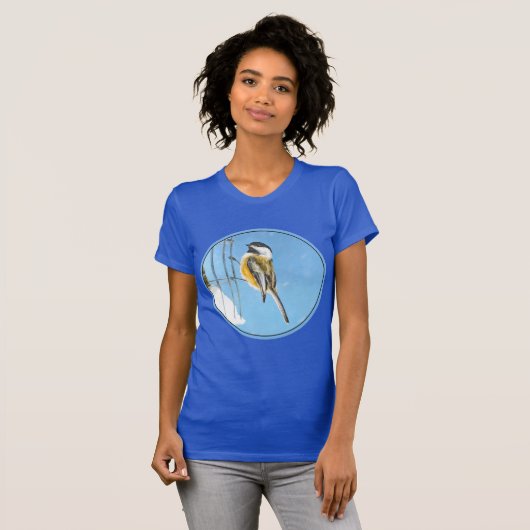 T-shirt Bickadee sur la peinture d'alimentation - Oiseaux (Devant entier)
