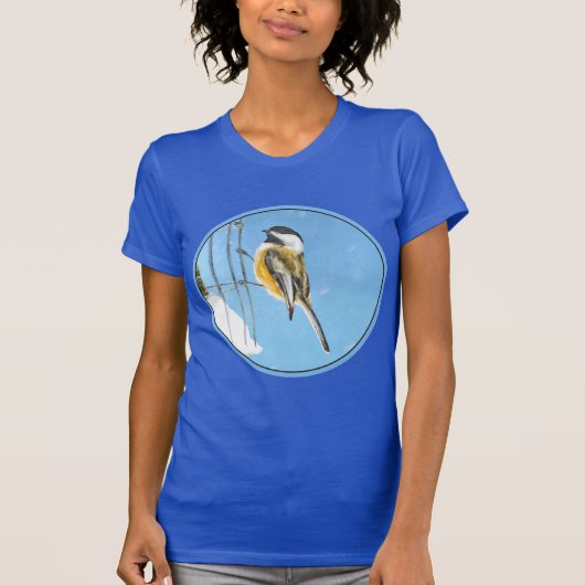 T-shirt Bickadee sur la peinture d'alimentation - Oiseaux (Devant)