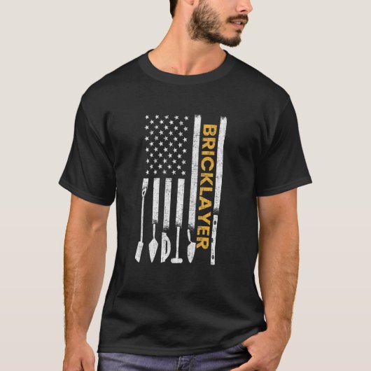 T-shirt Bicklayer American Flag Brickmason Brick Masony (Devant)