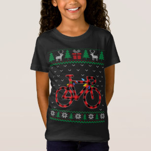 T-Shirt Bicycle Christmas Tree Lights Decoration Xmas Swea