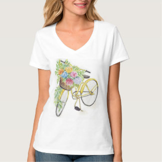 T-shirt Bicyclette et fleurs