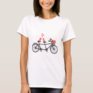 T-shirt bicyclette tandem avec les inséparables mignons