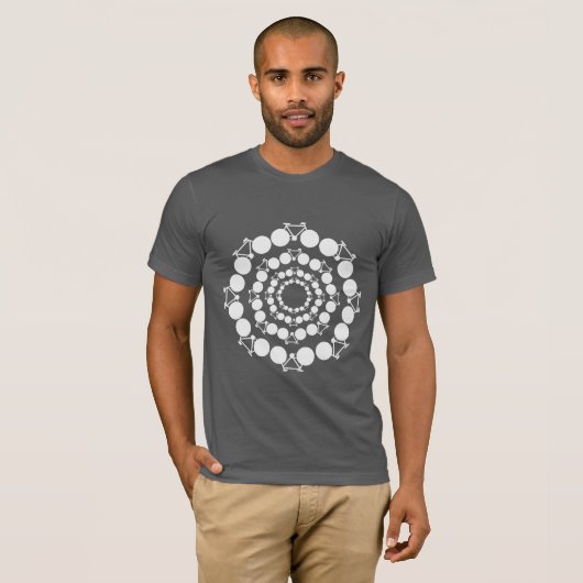 T-shirt Bicyclettes blanches stylisées Mandala (Devant entier)
