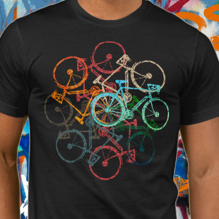 T-shirt Bicyclettes couleur. Cyclisme / Vélo Noir